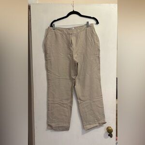 Kasper Women's Khaki Straight-Leg Linen Chino Pants